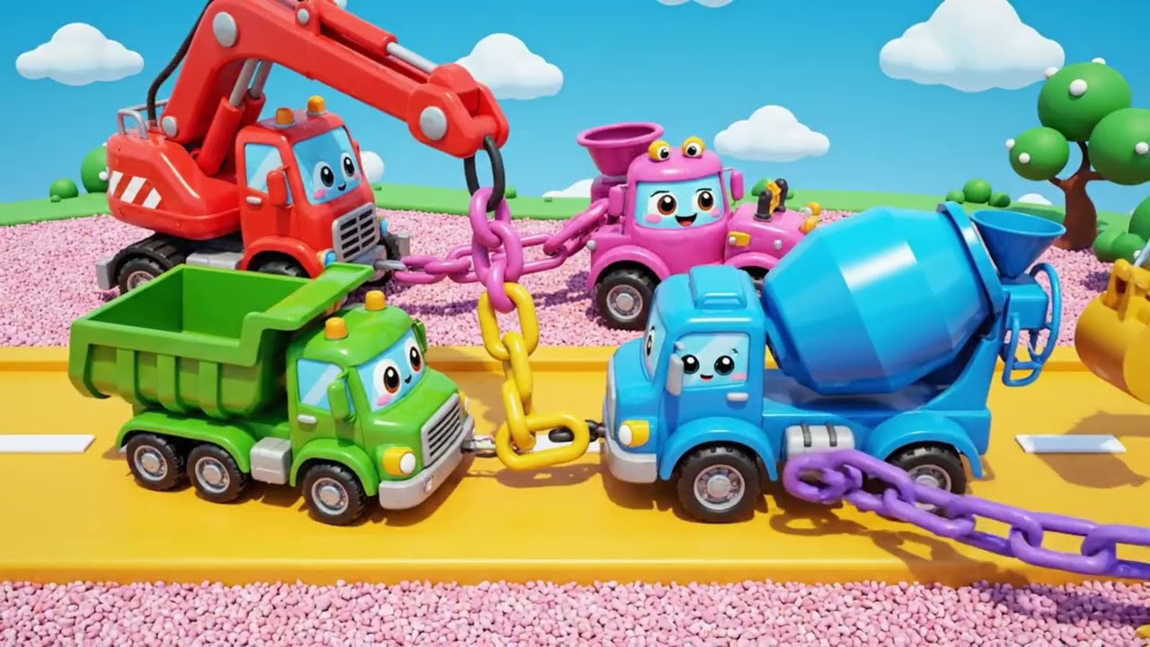 Cement Truck & Friends Build a City | 3D Construction Vehicles for Kids
