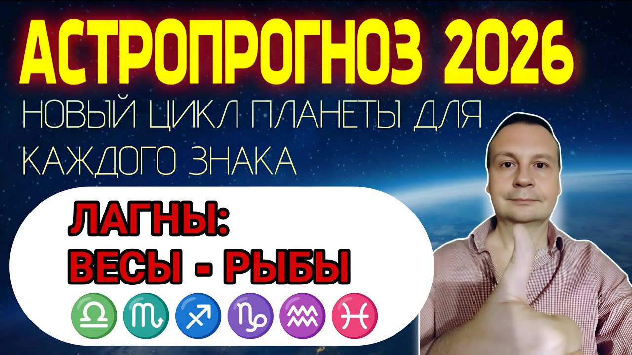 Астропрогноз на 2026 год для лагн: Весы-Рыбы. Ведическая астрология Джйотиш + Уран, Нептун, Плутон.