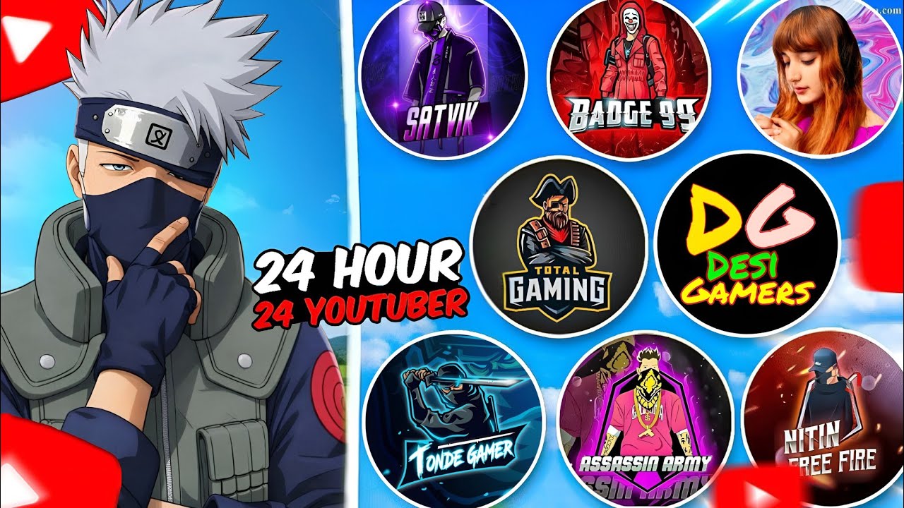 24 HOUR with 24 YOUTUBER in FREE FIRE  🔥😱 BRON PLAYZ