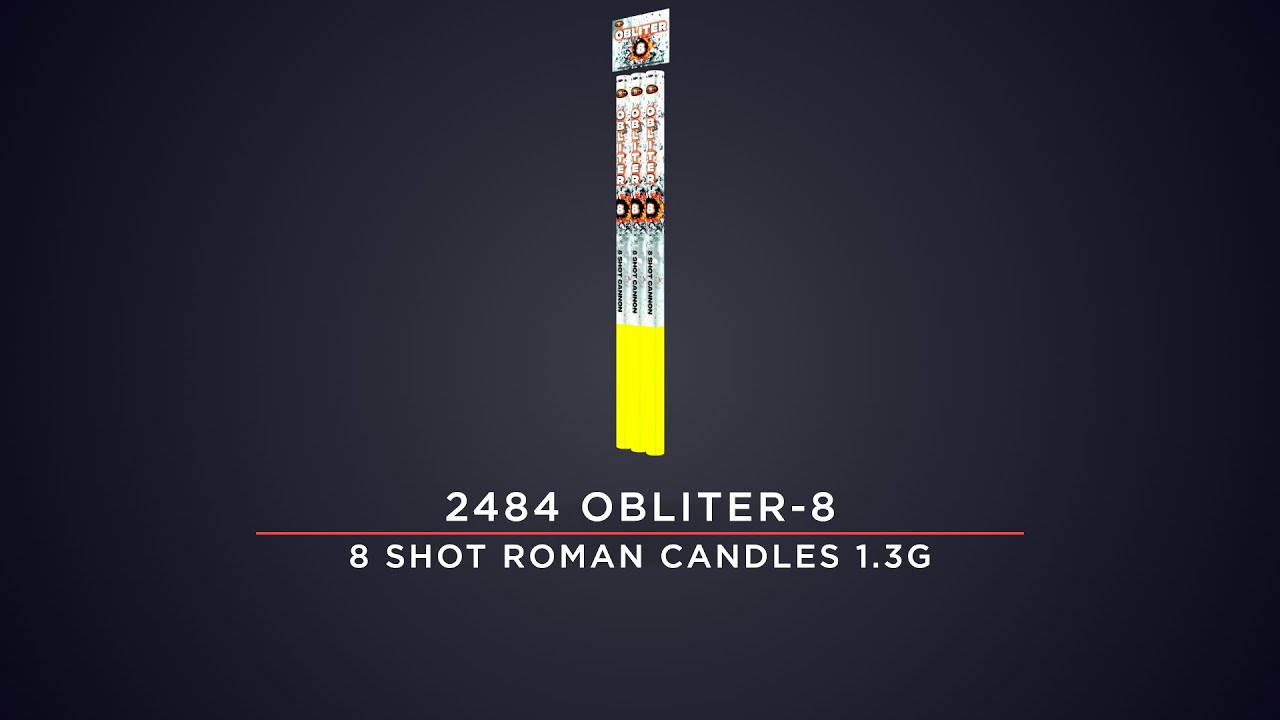 Bright Star Fireworks - 2484 Obliter-8 3 x 8 Shot Roman Candles