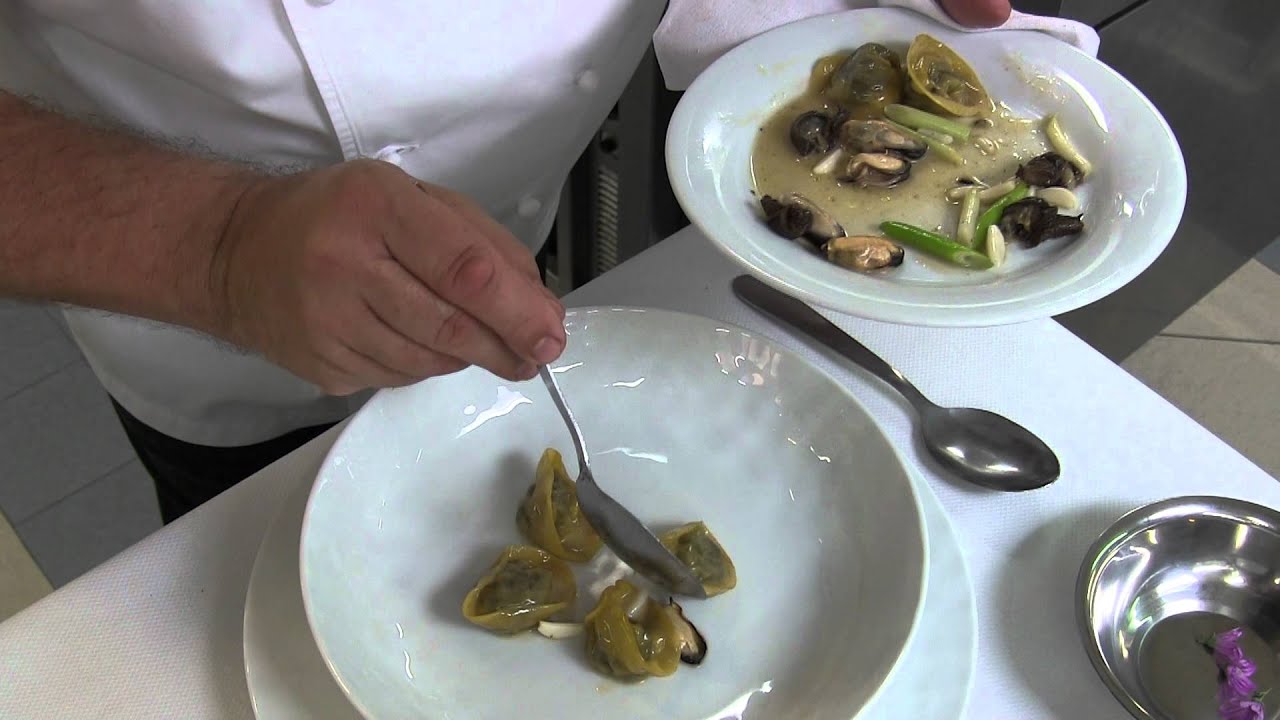 3 Michelin star Gilles Goujon prepares ravioli