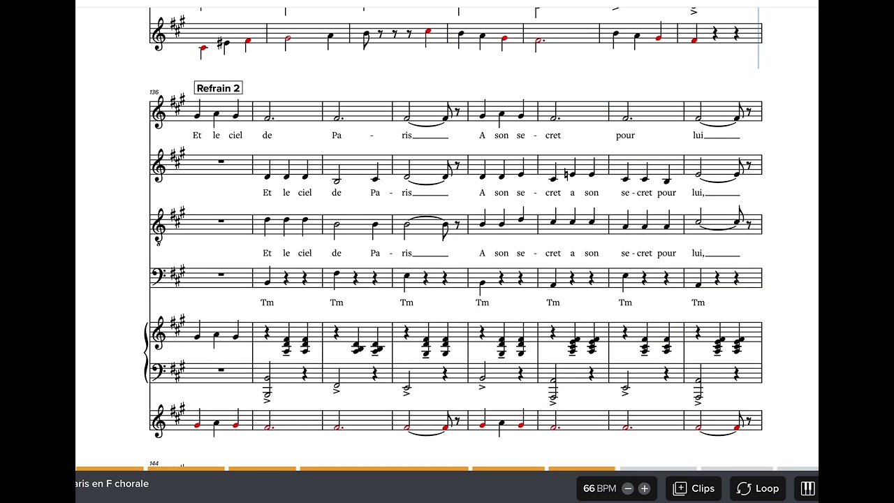 Sous le ciel de paris pour choeur SATB piano et accordéon arrangement marc Denouel