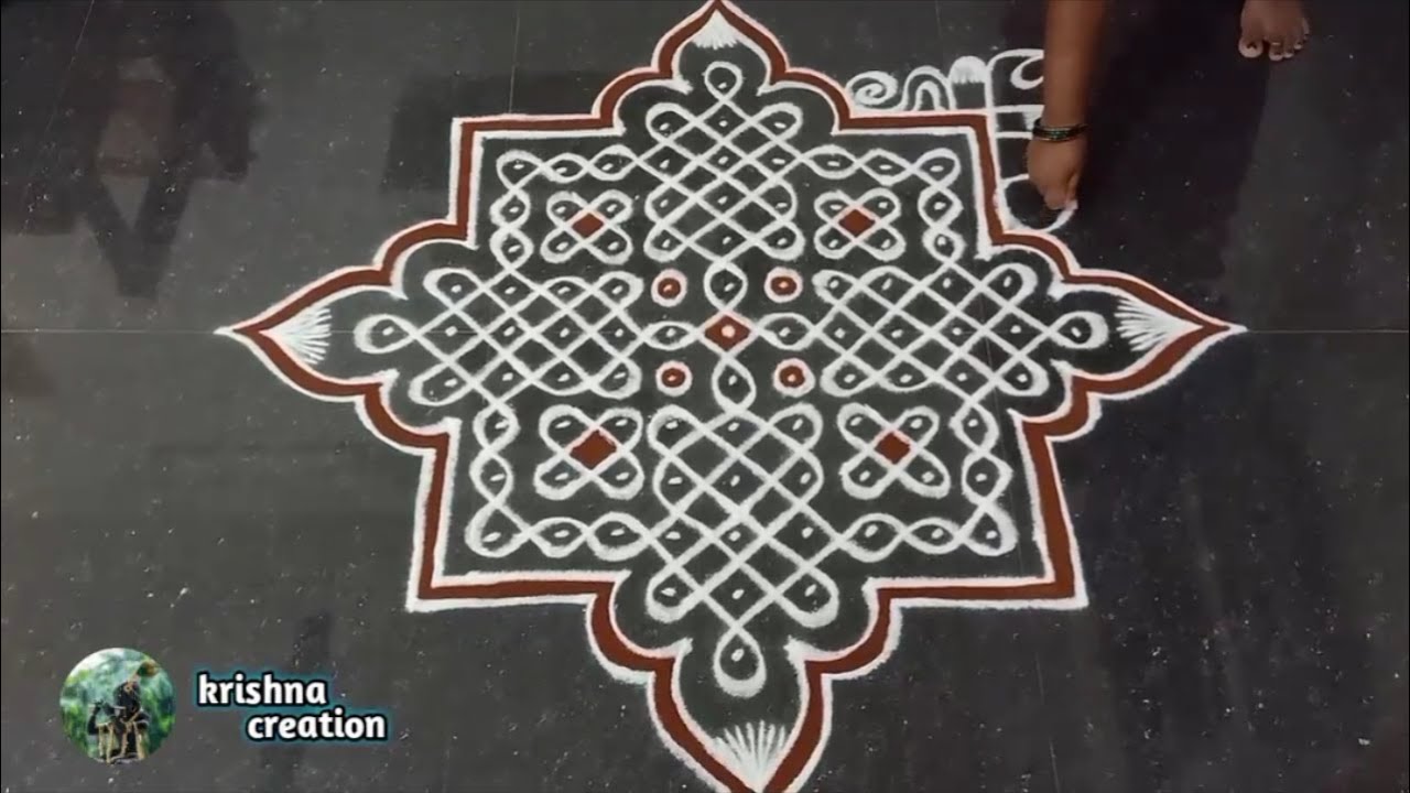 Easy sikku kolam, Kambi kolam | Melikala muggulu | 13x1 dot neli kolam | Beautiful kambi kolam