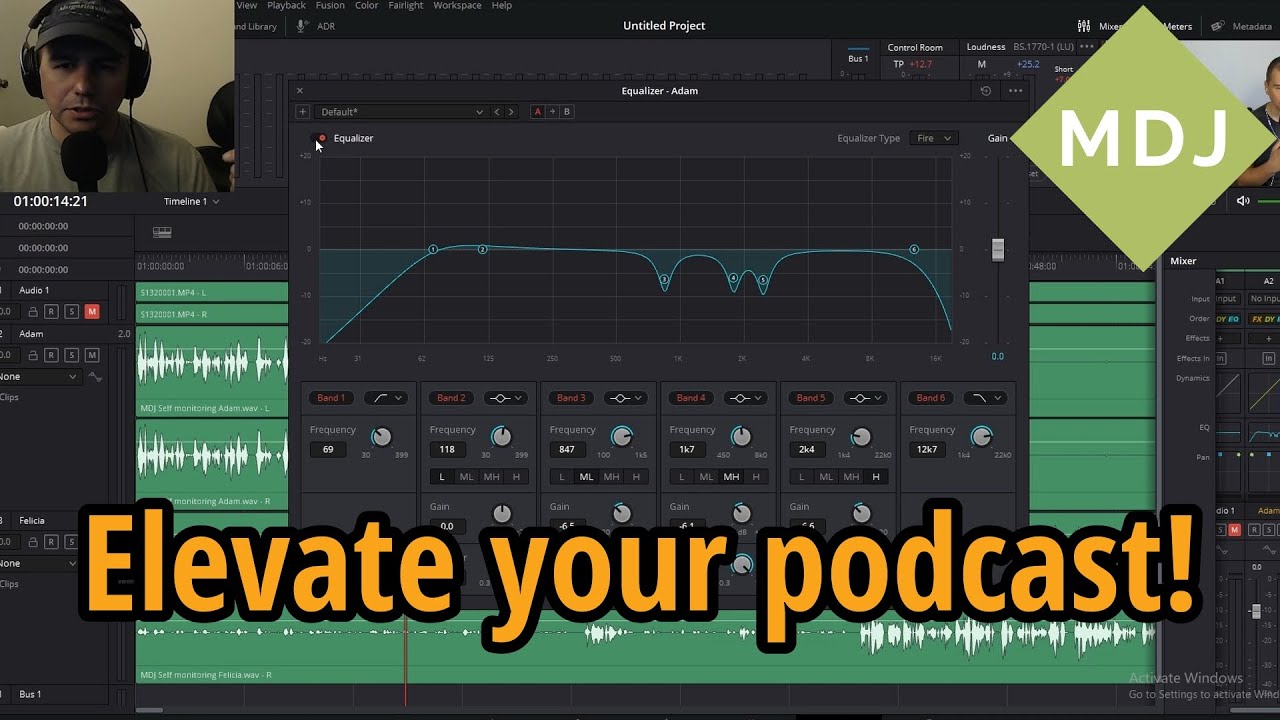 How to Edit a Video Podcast in Davinci Resolve | Audio Syncing, EQ & Compression | Color Correction