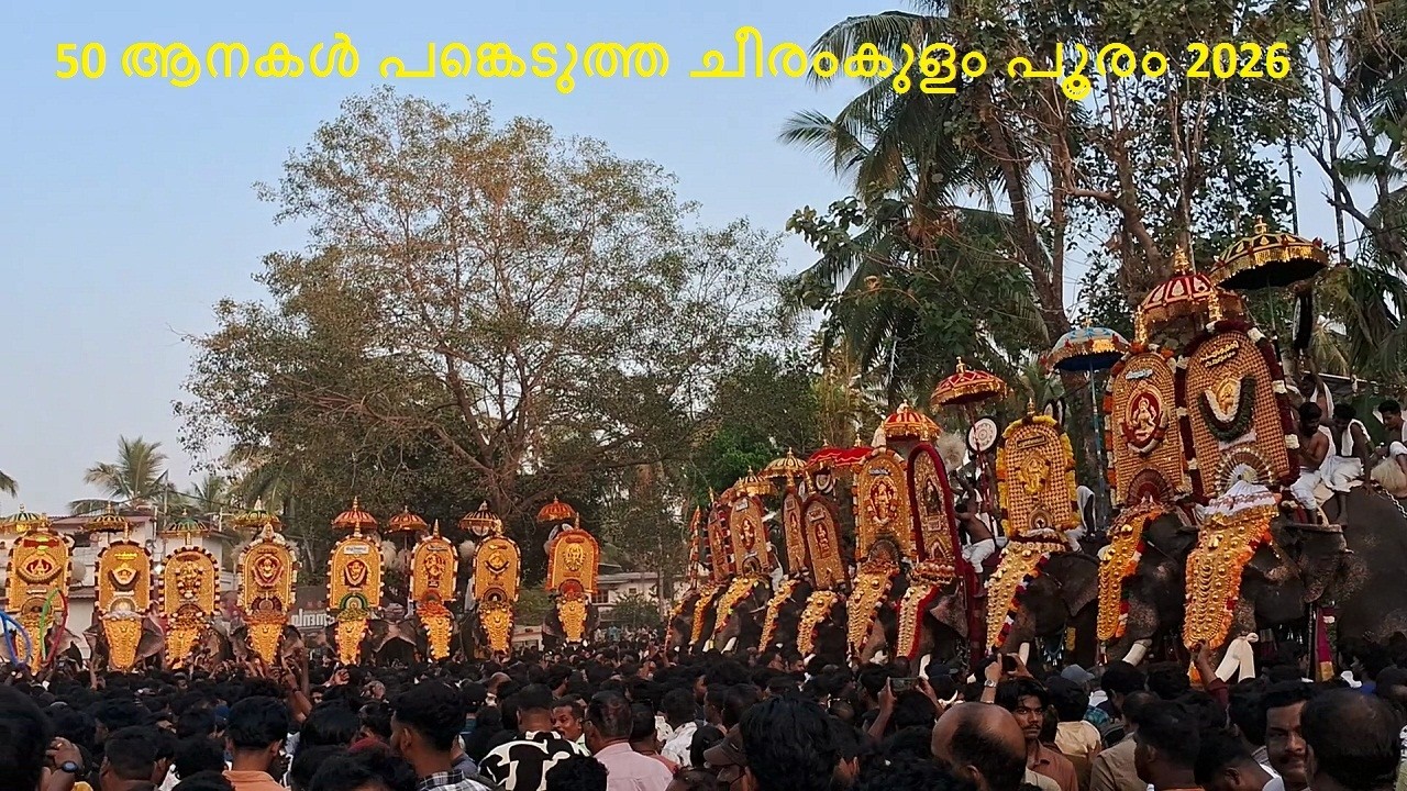 50 ആനകൾ പങ്കെടുത്ത ചീരംകുളം പൂരം 2026 | cheeramkulam pooram 2026 | cheeramkulam pooram | elephant