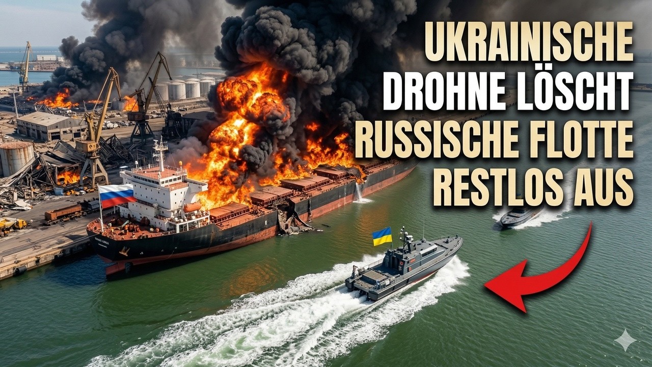 Ukrainische Barracuda drohne vernichtet russisches schiff und l&ouml;scht danach die gesamte basis aus
