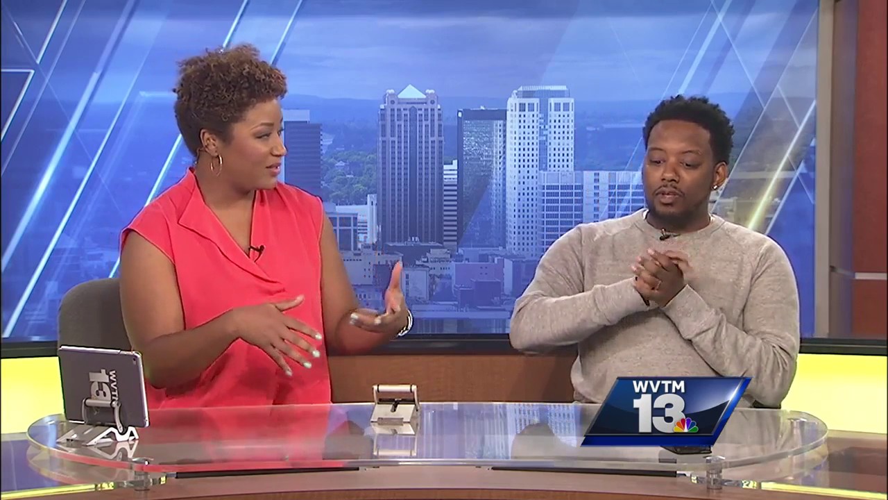 Comedian Chris CP Powell in studio with Eunice Elliott