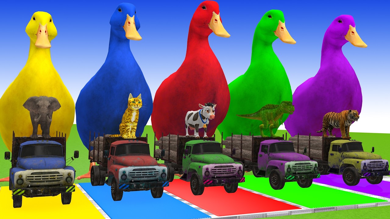 Long Slide Game With Cow Elephant Gorilla Hippopotamus Tiger 3d Animal Game Funny 3d Animals