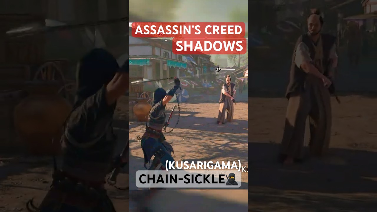 Naoe gameplay: Ninja Combat with kusarigama (chain-sickle) in Assassin's Creed Shadows