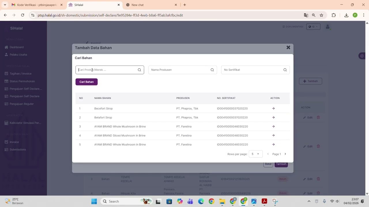 INPUT DATA SERTIFIKASI HALAL SAMPAI VERIFIKASI