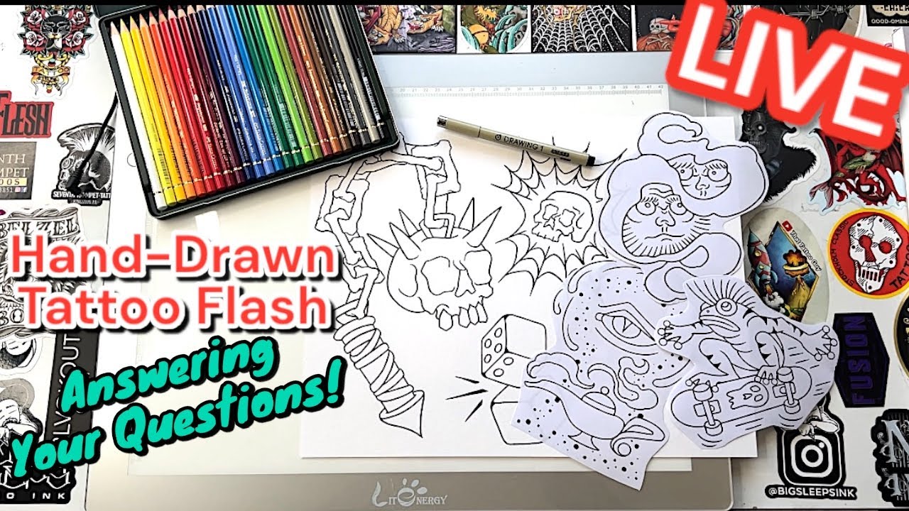 Drawing Tattoo Flash & Answering Your Questions