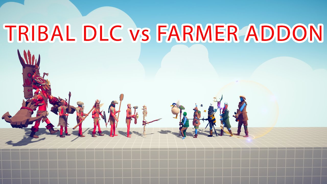 TRIBAL DLC Team vs FARMER ADDON Team - Totally Accurate Battle Simulator TABS