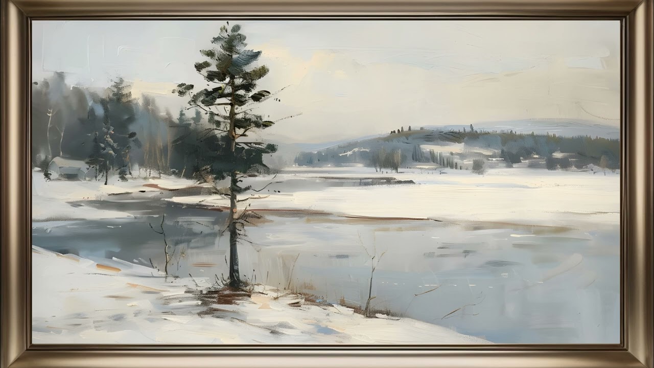 Winter Landscape Frame TV | Pine Tree With Snow Painting | Wallpaper 4K 🌲❄️
