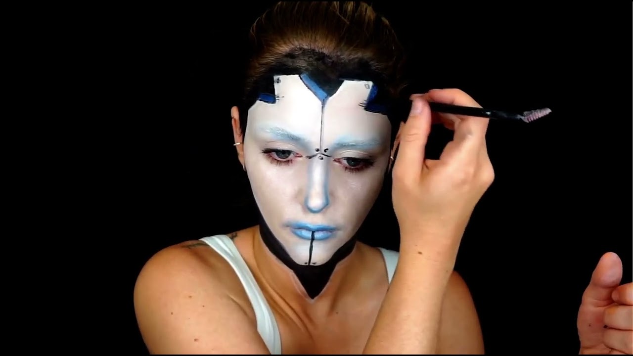 Wired android robot makeup tutorial. Turn yourself into a robot. Robot makeup body paint face paint