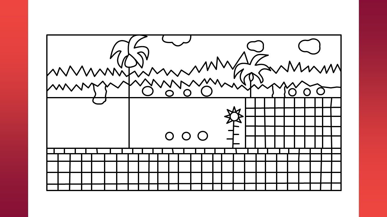 How to  draw Green hill zone drawing step by step