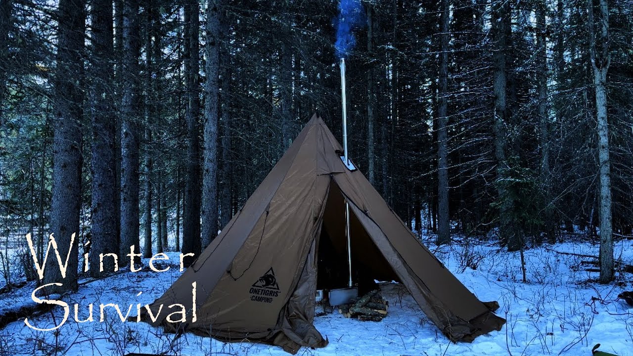 Solo Winter Hot Tent Camping in the Canadian Rockies