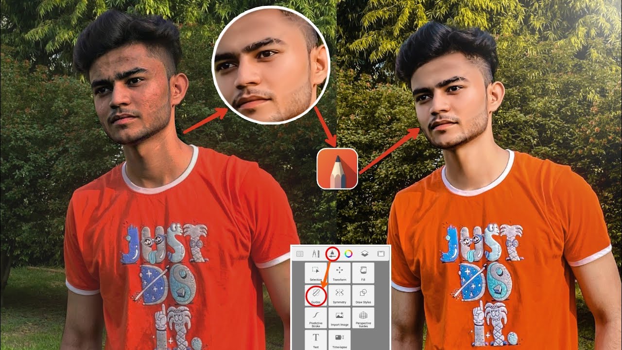 Autodesk Hair Editing Step By Step | Autodesk Sketchbook Hair Style + Face Smooth Editing -New Trick