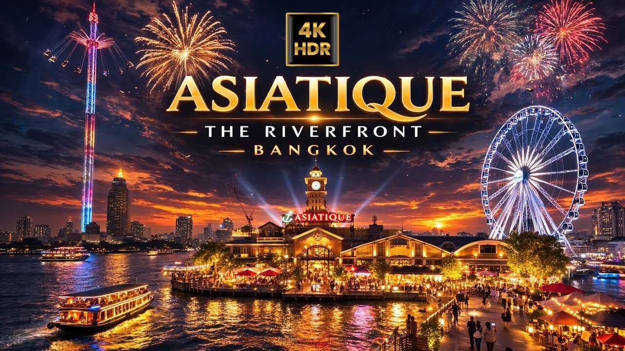 🇹🇭 4K HDR | ASIATIQUE BANGKOK WALK 🎆 Fireworks & Riverside Thailand