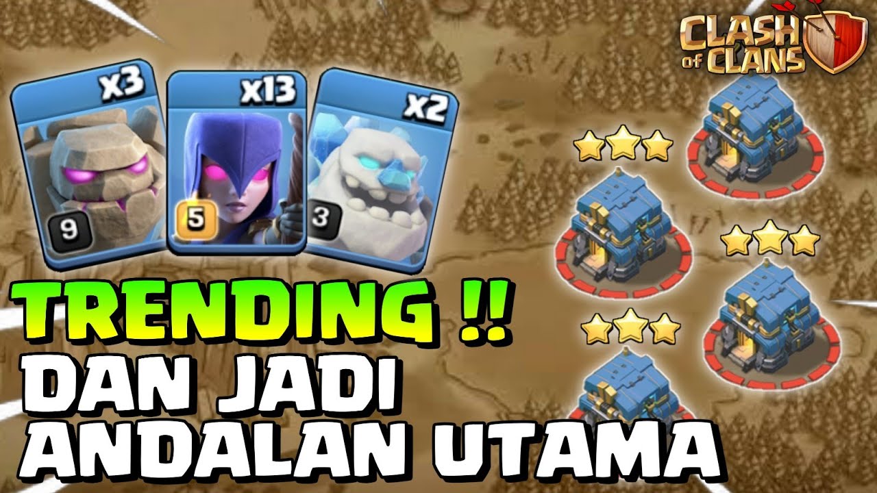 SELALU JADI ANDALAN ! COMBO ZAP GOLEM WITCH STRATEGI WAR TH 12 - COC INDONESIA
