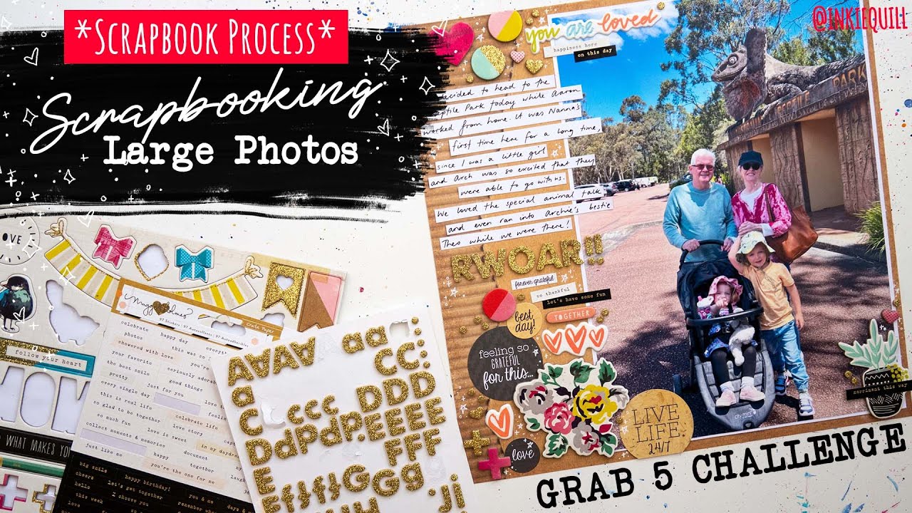 SCRAPBOOKING LARGE PHOTOS *Scrapbook Grab 5 Process Video*
