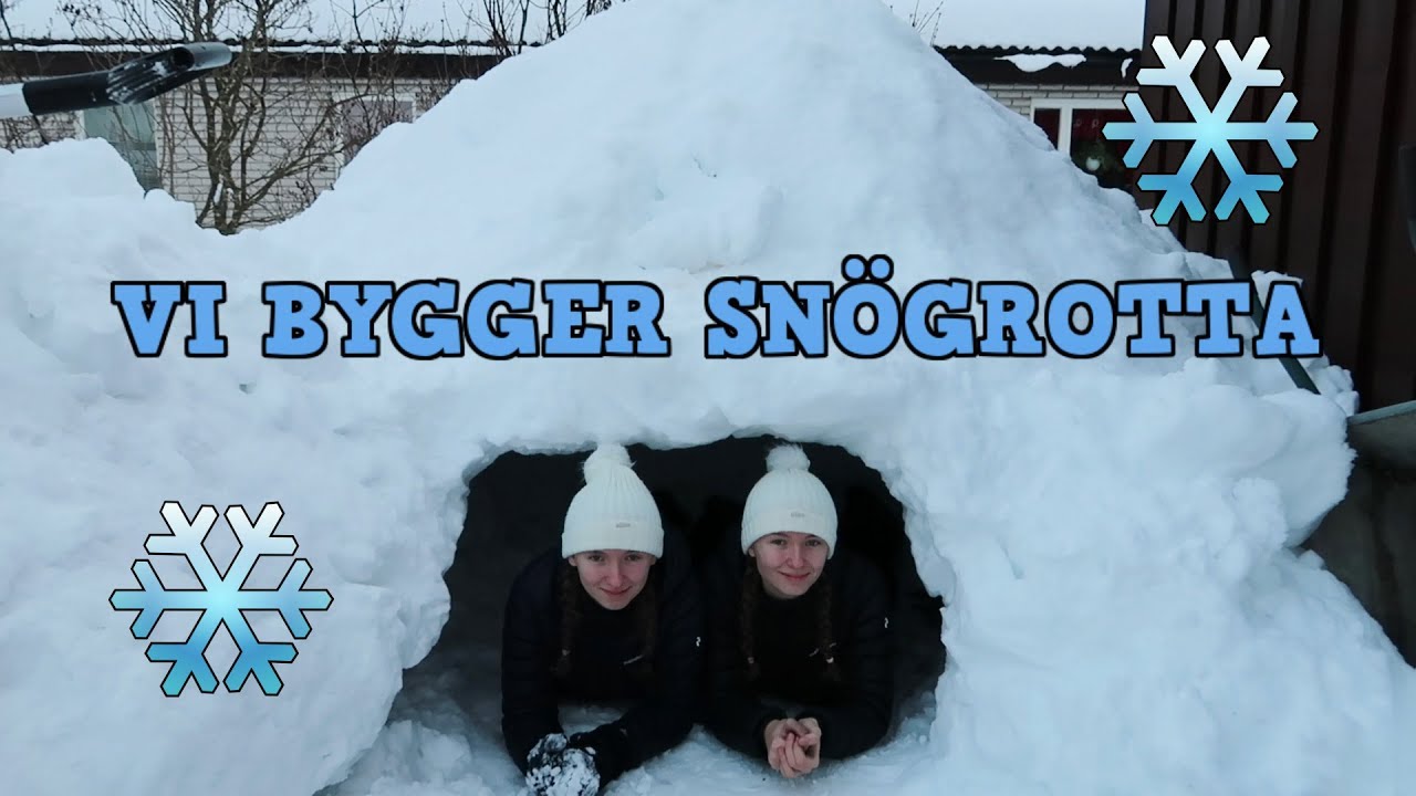 Vi bygger en stor snögrotta!