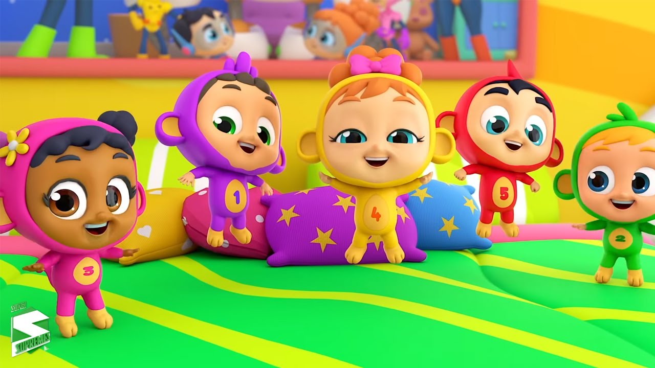 Cinque scimmiette | Canzoni per bambini | Super Supremes Italiano | Filastrocche | Video animati