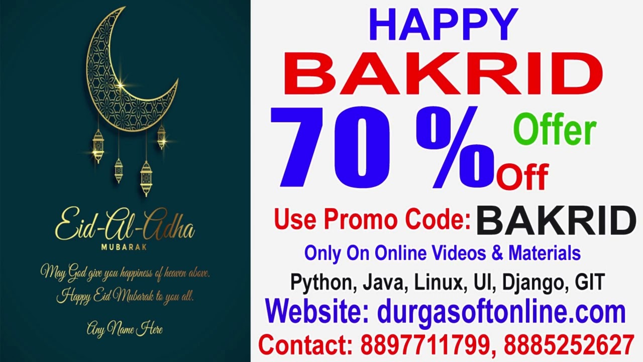 DURGASOFT: BAKRID Offer: 70% Off (Use Promo Code: BAKRID) on all Courses