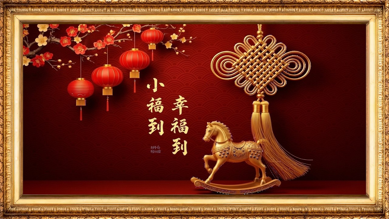 Happy Chinese New Year Vintage TV Frame | New Year 2026