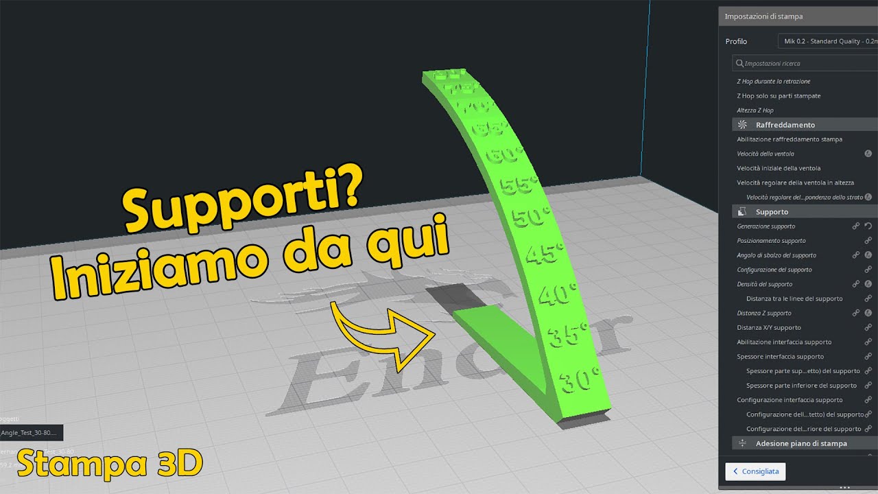 Test PLA Ep.3 - Supporti per stampa 3d? Iniziamo dall'Overhang test!