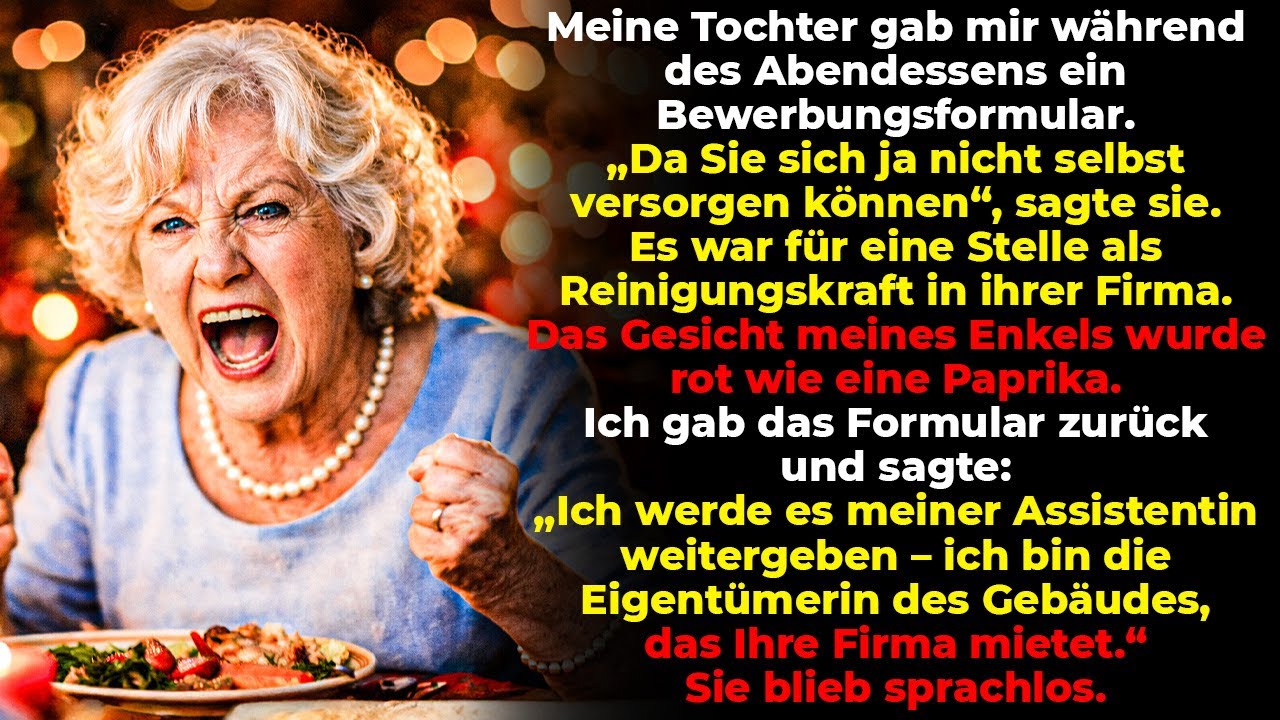 Meine Tochter Gab Mir Beim Abendessen Einen Jobantrag „Da Sie Sich Nicht Tragen Können…“
