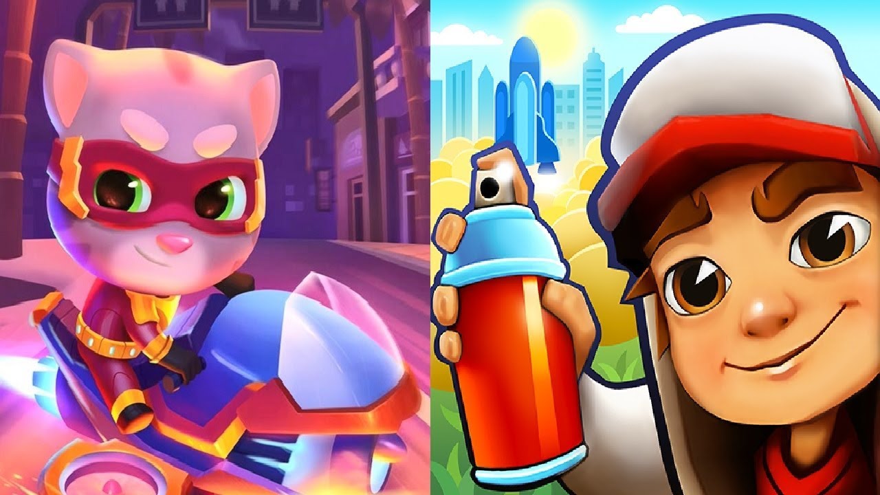 Subway Surfers Houston VS Talking Tom Hero Dash New Update Ride the jet Bike now