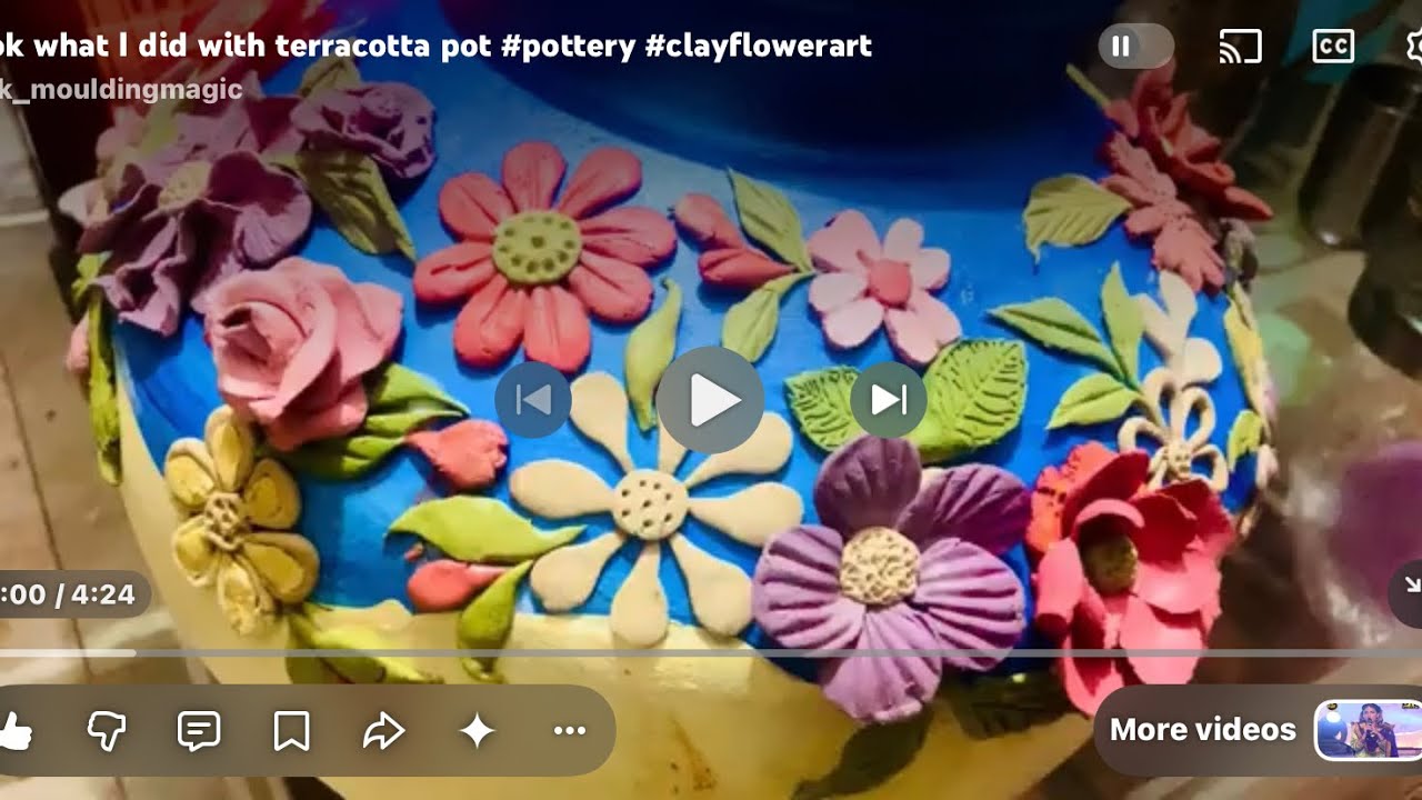 Look what I did with terracotta pot #pottery #clayflowerart 