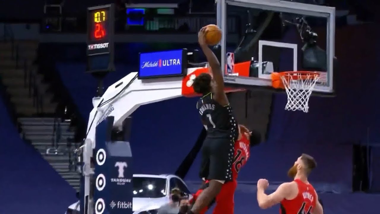 Anthony Edwards dunks but they get increasingly more vicious