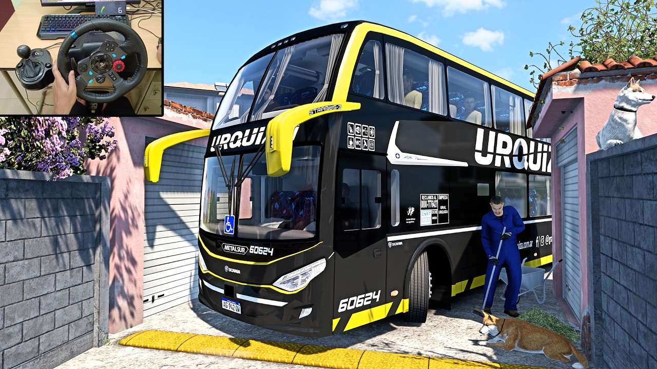 Realistic bus driving through tight streets of Southeastern Balkans | Bus Simulator Logitech G29