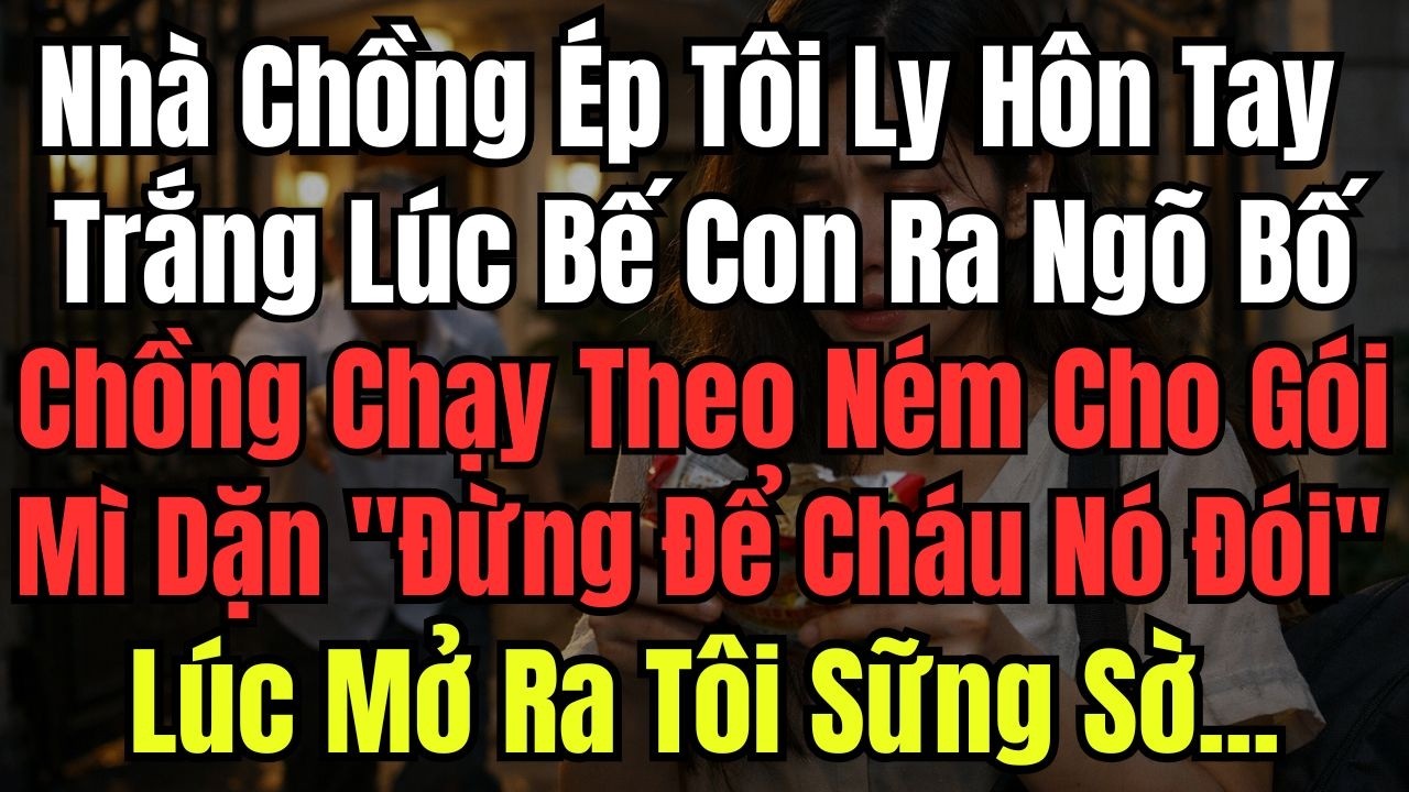 Nhà Chồng Ép Tôi Ly Hôn Tay Trắng, Lúc Bế Con Ra Ngõ Bố Chồng Chạy Theo Ném Cho Gói Mì: ''Đừng Để C