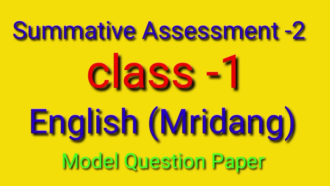 Bilingual class 1 S.A-2 English model question paper