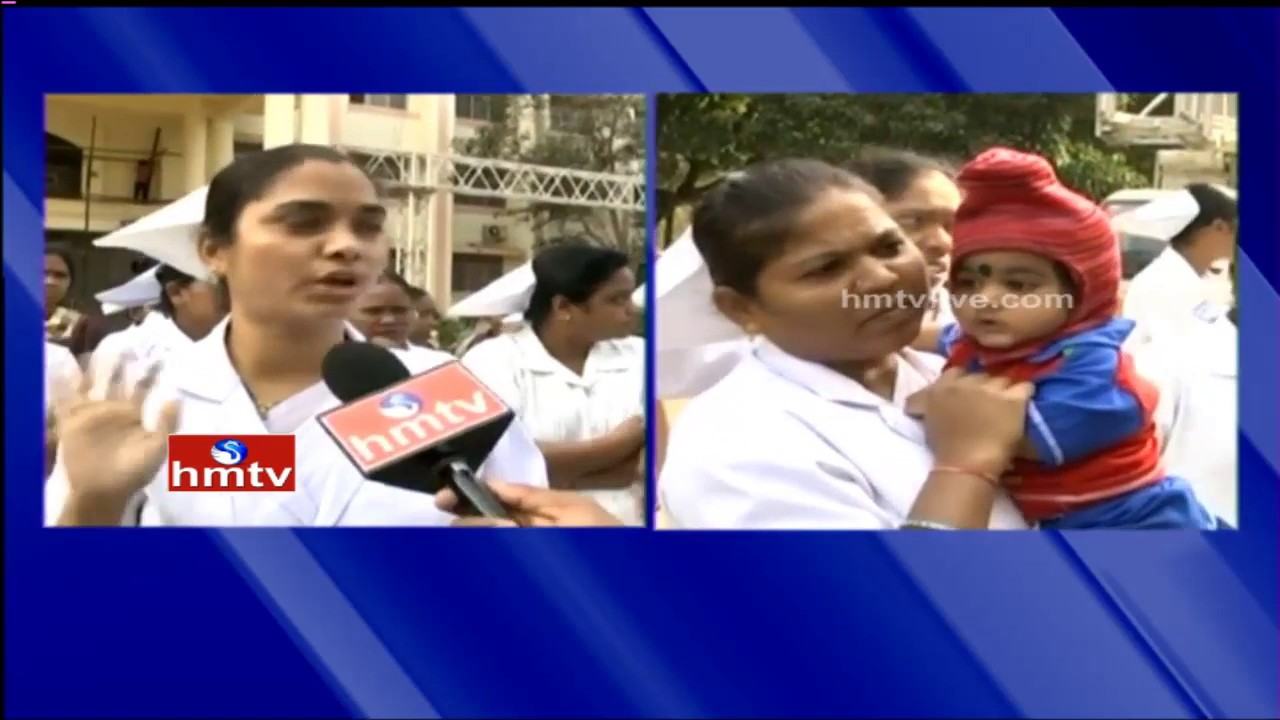 Gandhi Hospital Outsourcing Nurses Strike | Demands For Job Regularization | Hyderabad | HMTV