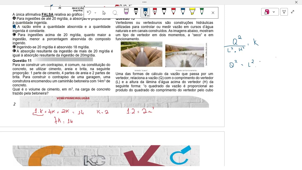 Q15 Vertedores ou vertedouros são construções hidráulicasutilizadas para controlar ou medir vazão em