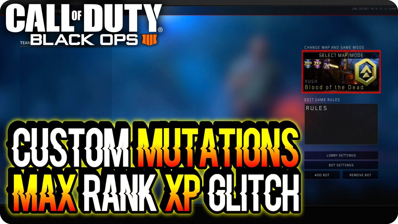 BO4 Zombie Glitches: Online Custom Mutation Max Rank XP Glitch - Black Ops 4 Glitches