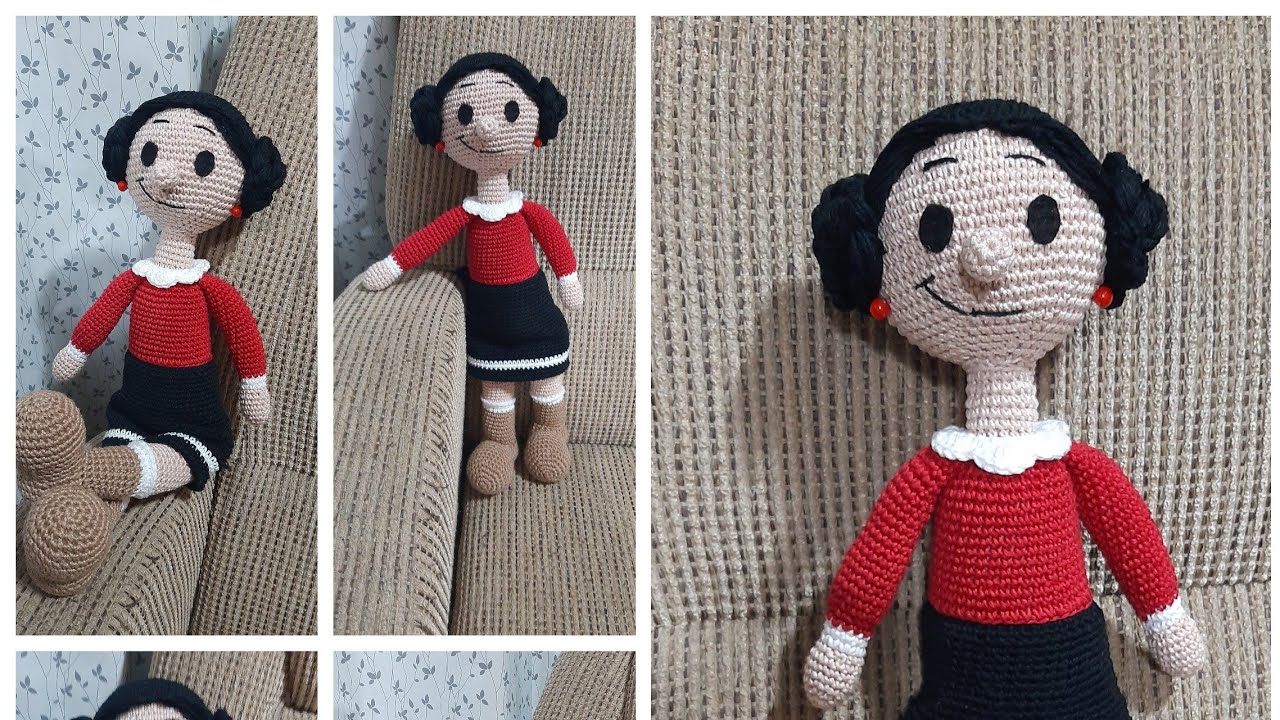Olivia Palito amigurumi Parte 3 - Saia e braços