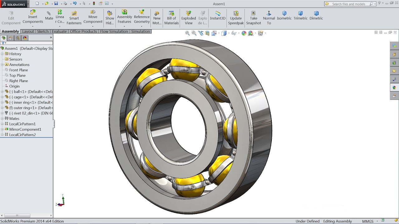 SolidWorks tutorial | Design And Assembly of Ball Bearing in SolidWorks | SolidWorks