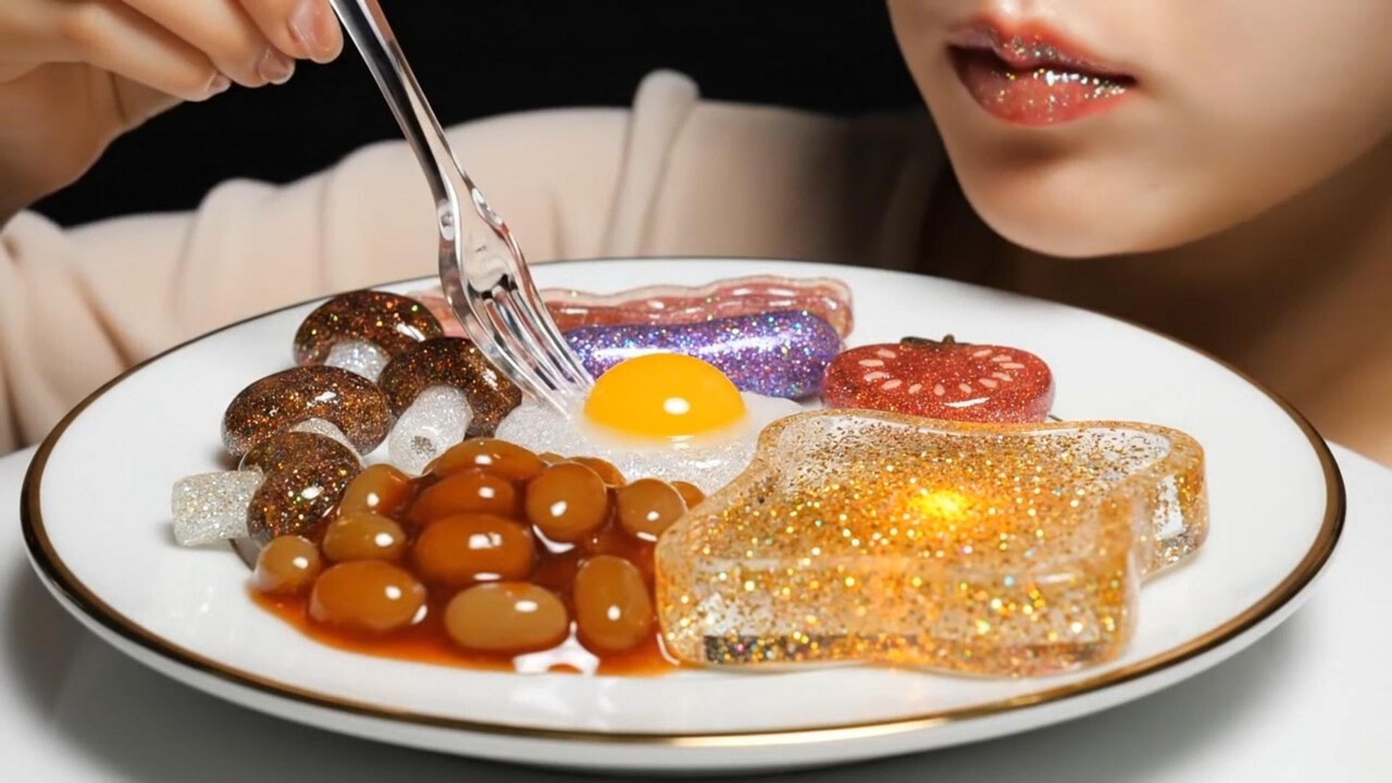 ASMR Preparing English Breakfast 🍞 | Soothing Sounds | Sparkly Glass Food