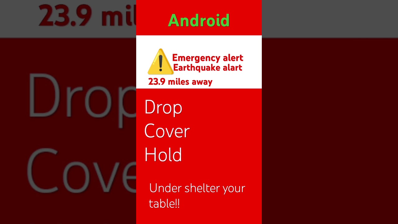 emergency alert on Android earthquake alert