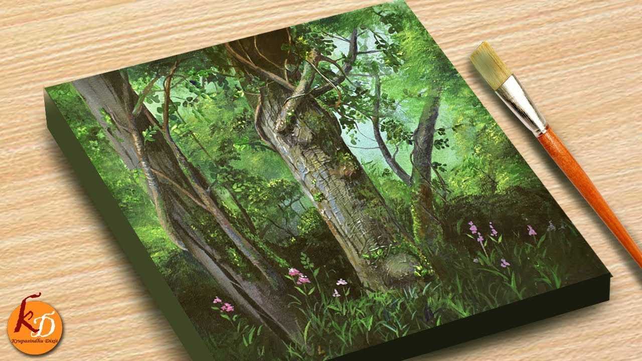 Forest Acrylic Painting for beginners #091