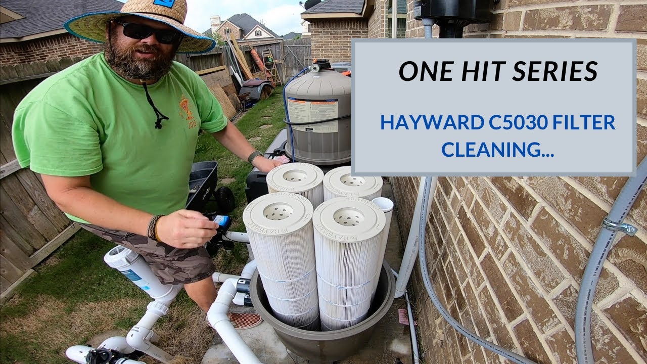 Cleaning a Hayward C5030 4 cartridge filter.