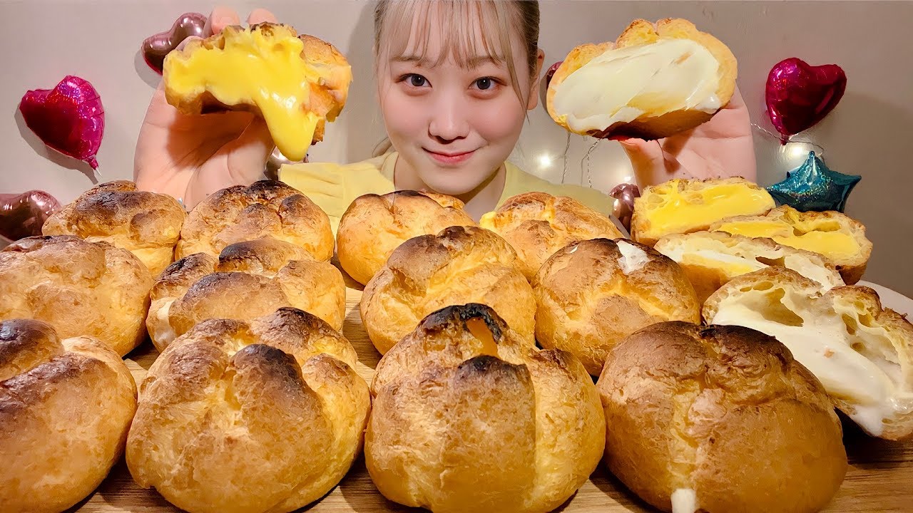 ASMR Пирожное Шу【русские субтитры】【Mukbang/ Eating Sounds】