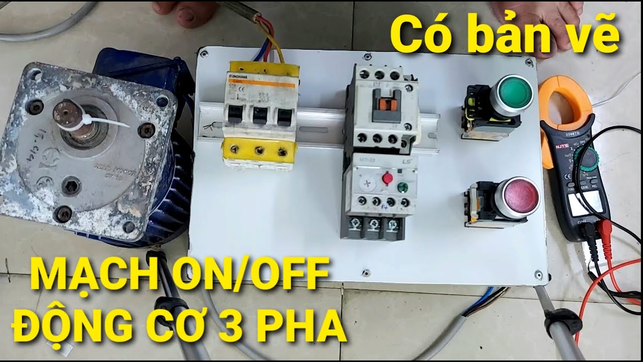 Đấu dây điều khiển và động lực mạch on/off bằng nút nhấn dể hiểu _ có bản vẽ chi tiết