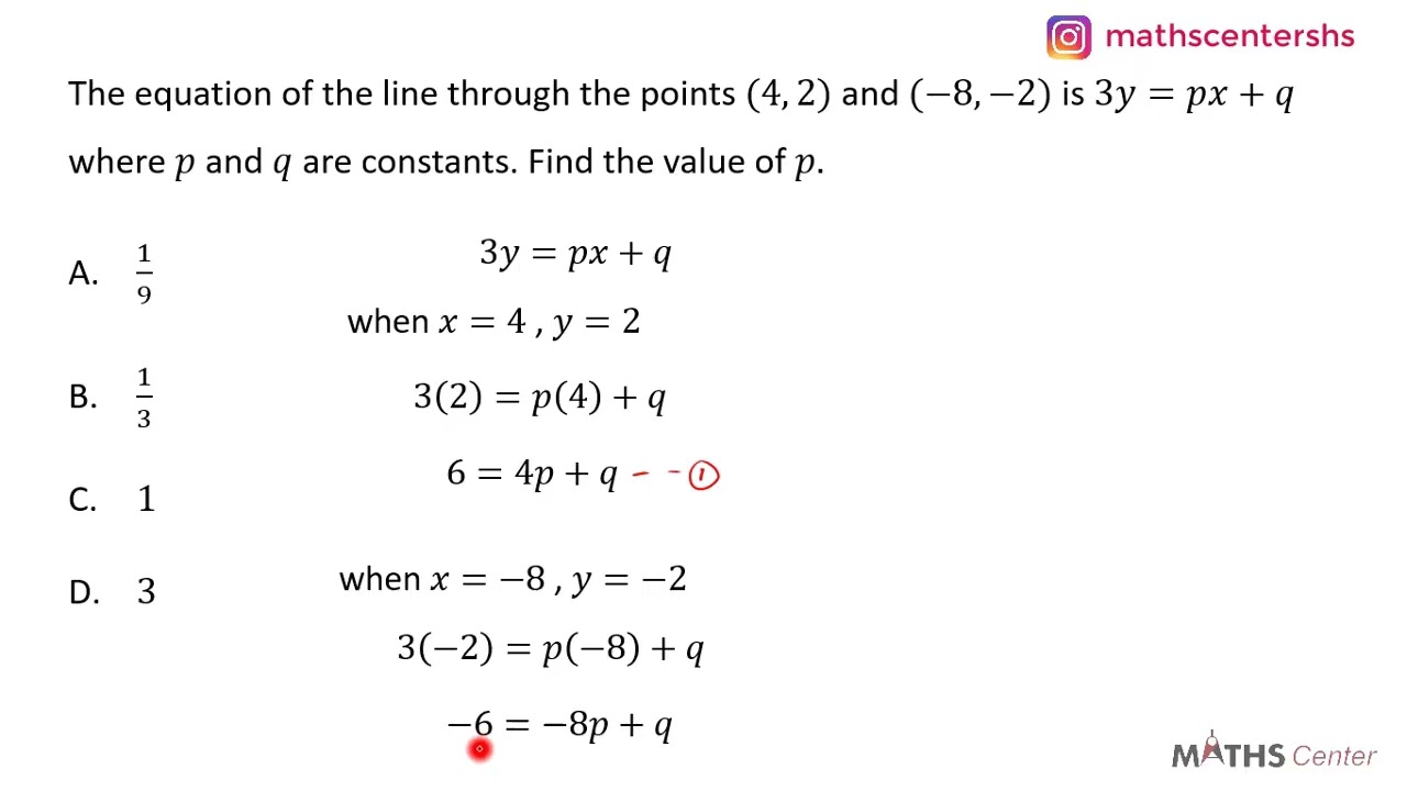Straight Lines | Equation of a Line | Likely Examination Question | Maths Center