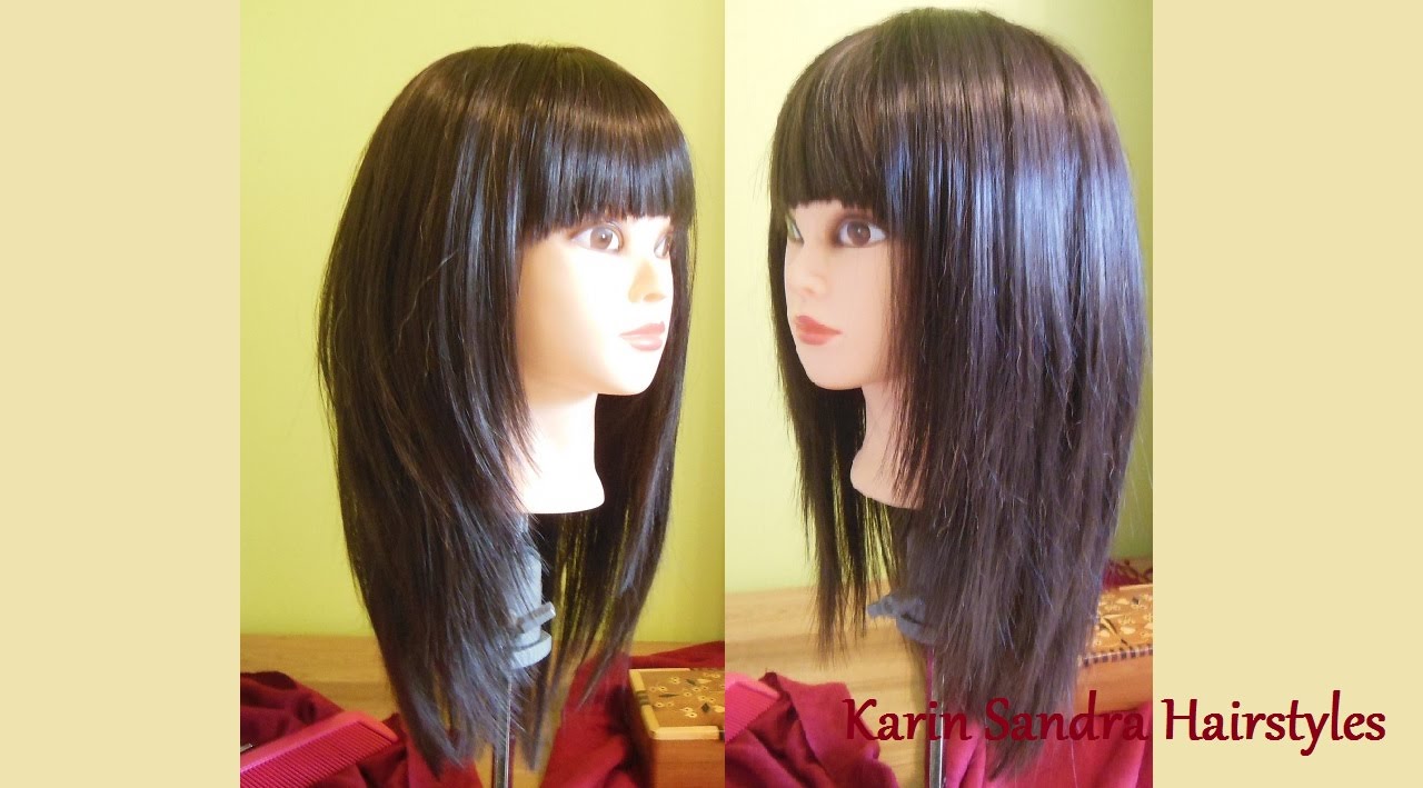 Long Layered Bob haircut with bangs | Long length layers haircut tutorial | Modern Shag haircut
