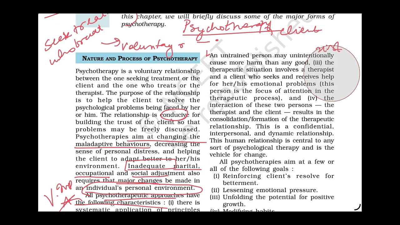 Psychotherapy | Ch- Therapeutic Approaches | Class 12 Psychology 